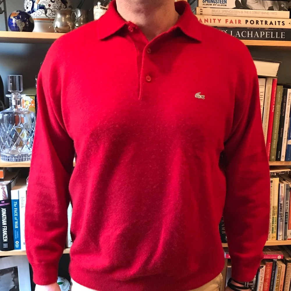red LACOSTE cashmere polo-style sweater, 8 (2XL)